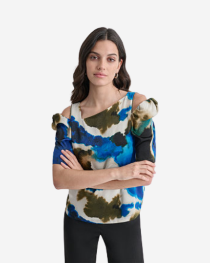 DKNY Women's Zip-Shoulder Blouse
